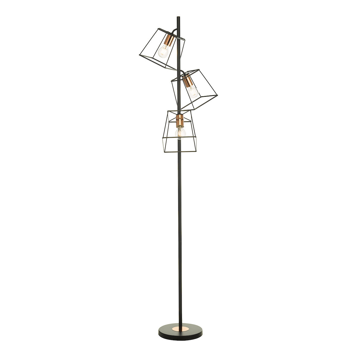 TOWER 3LT FLOOR LAMP BLACK AND COPPER