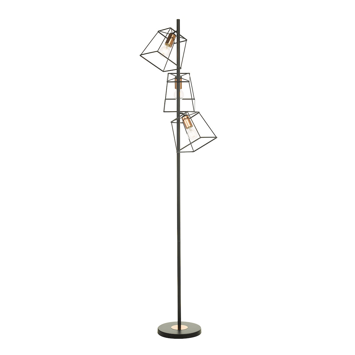 TOWER 3LT FLOOR LAMP BLACK AND COPPER