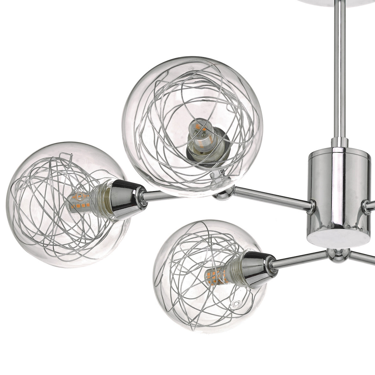 TYKA 6LT SEMI FLUSH POL CHR GLASS WIRE SHDS