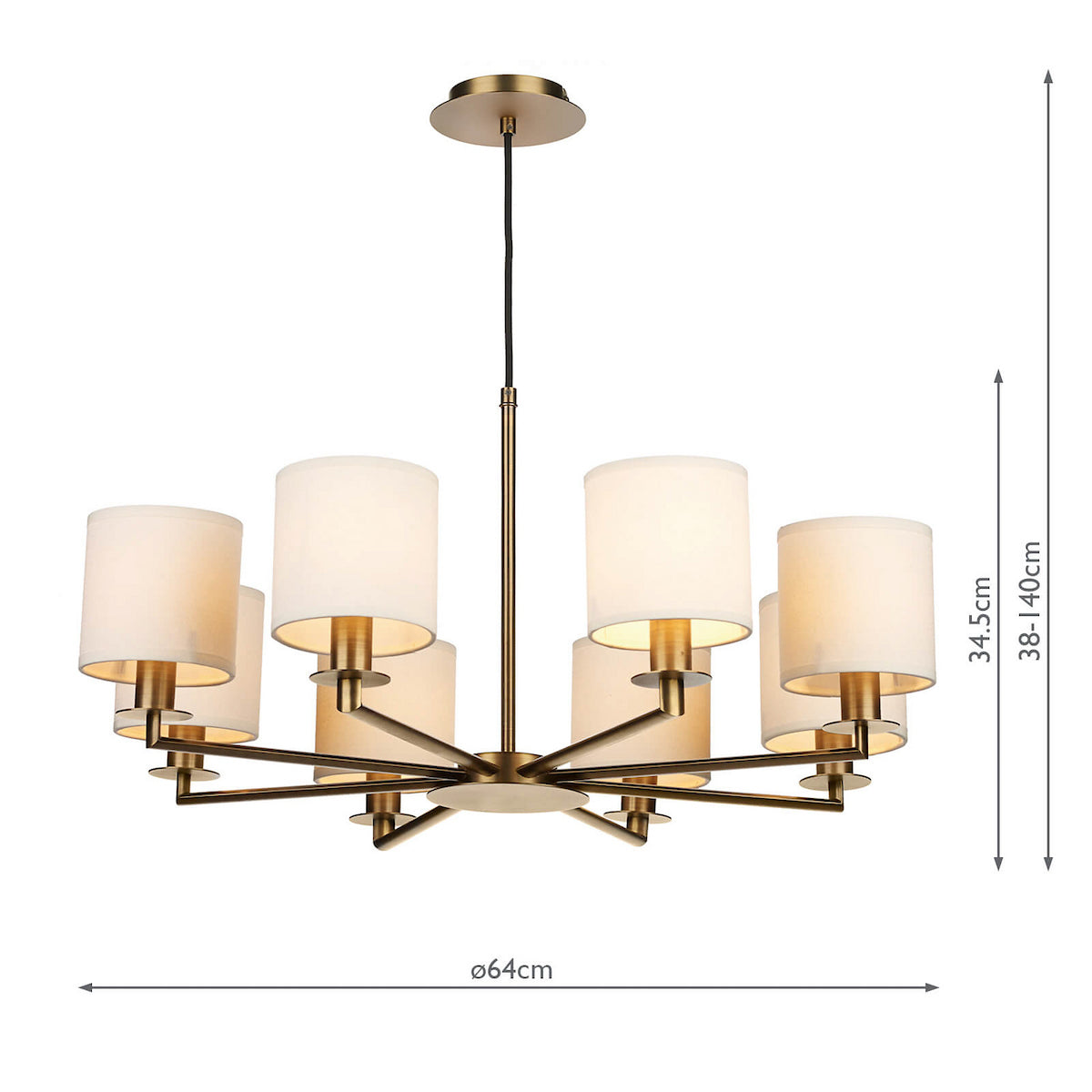 TYLER 8LT HEIGHT ADJUSTABLE DUAL MOUNT PENDANT BRO