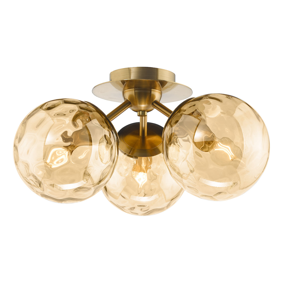 ULRIKA 3LT SEMI FLUSH ANT BRONZE WITH AMBER GLASS