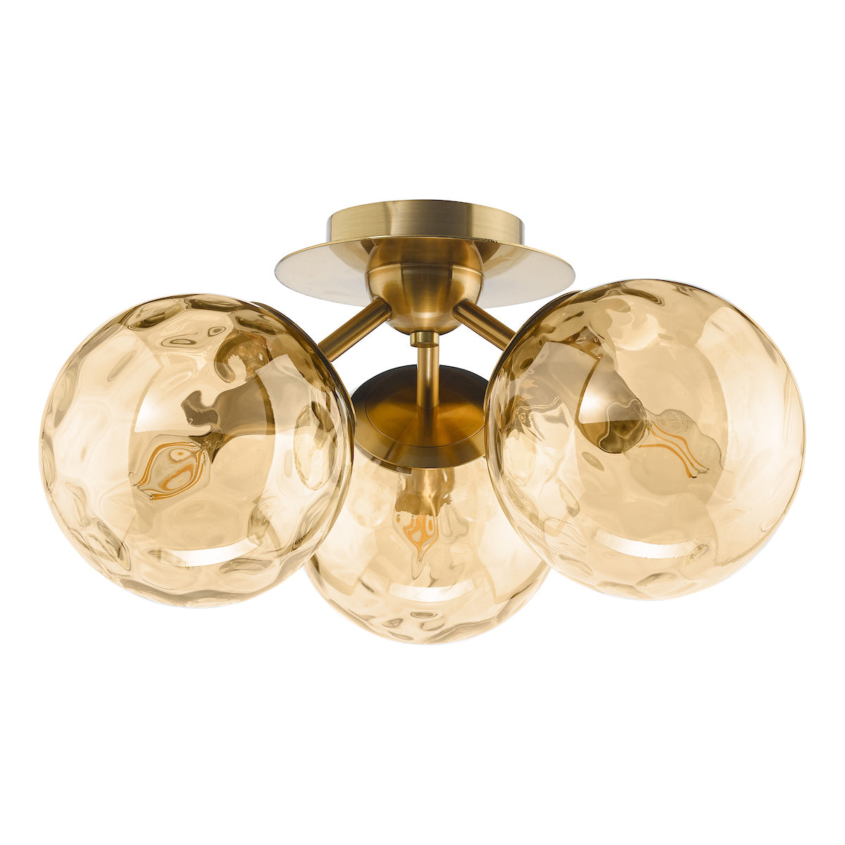 ULRIKA 3LT SEMI FLUSH ANT BRONZE WITH AMBER GLASS