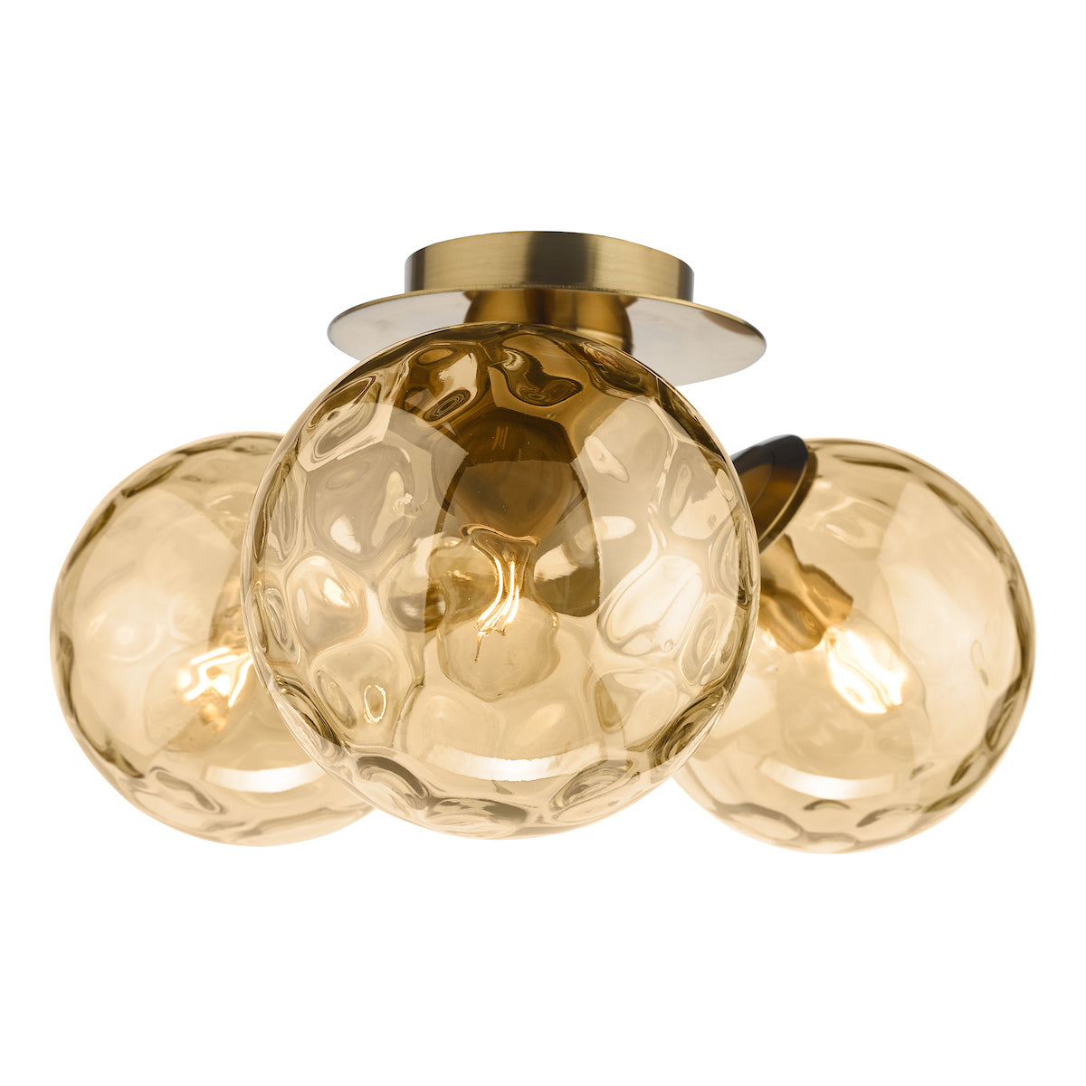 ULRIKA 3LT SEMI FLUSH ANT BRONZE WITH AMBER GLASS