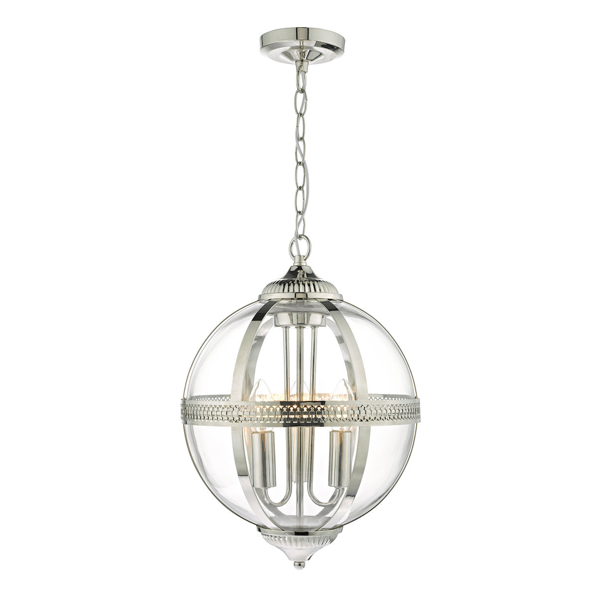 VANESSA 3LT PENDANT POL NICKEL/ CLEAR