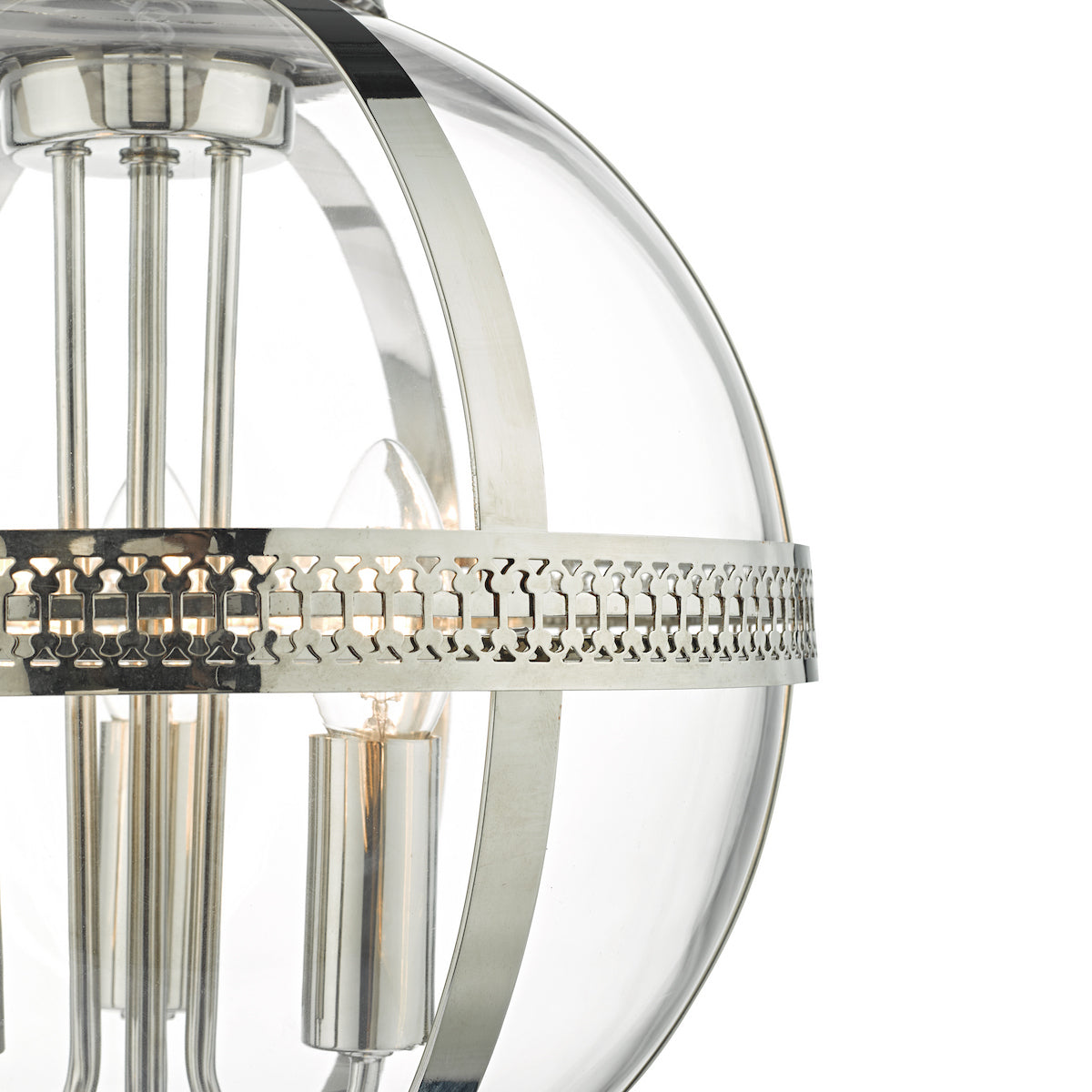 VANESSA 3LT PENDANT POL NICKEL/ CLEAR