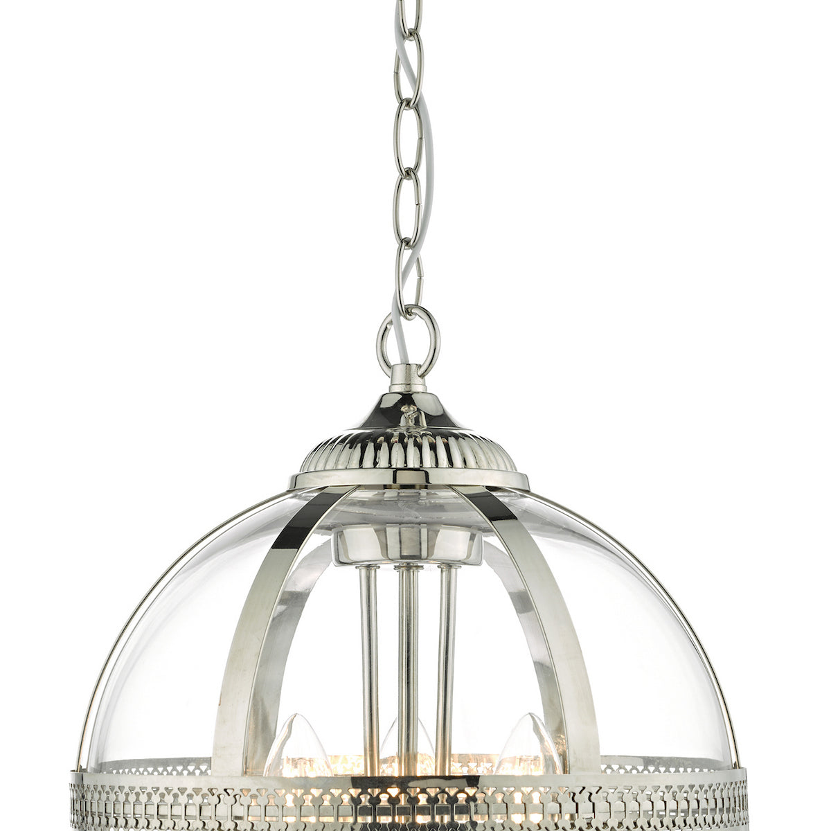 VANESSA 3LT PENDANT POL NICKEL/ CLEAR