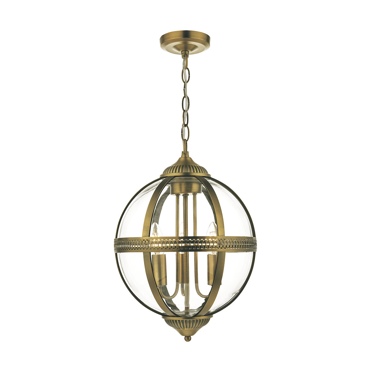 VANESSA 3LT PENDANT ANT BRASS / CLEAR