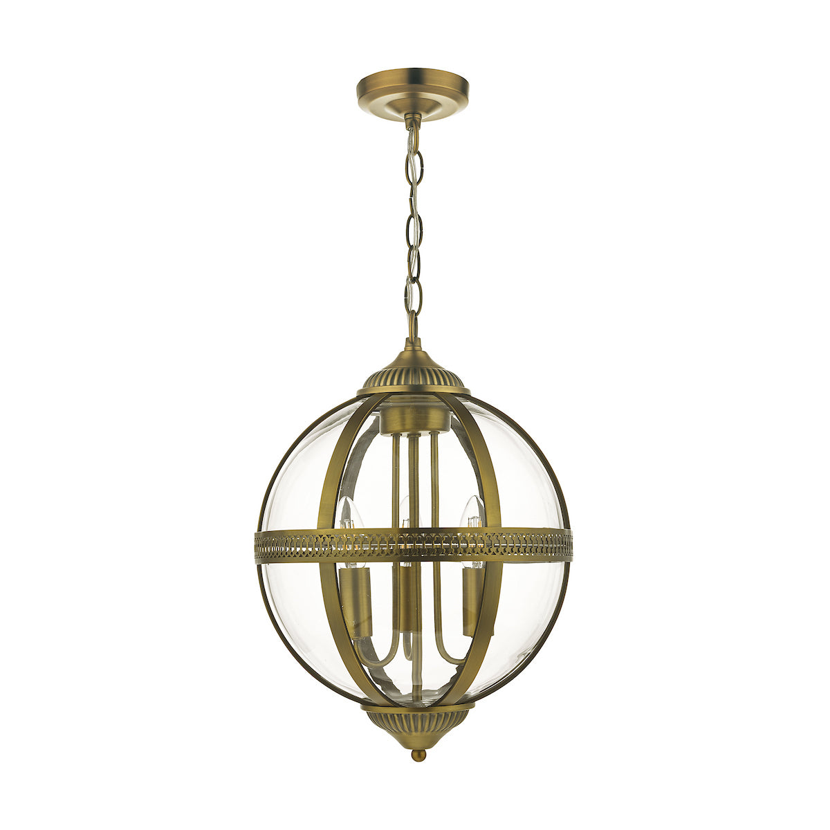 VANESSA 3LT PENDANT ANT BRASS / CLEAR