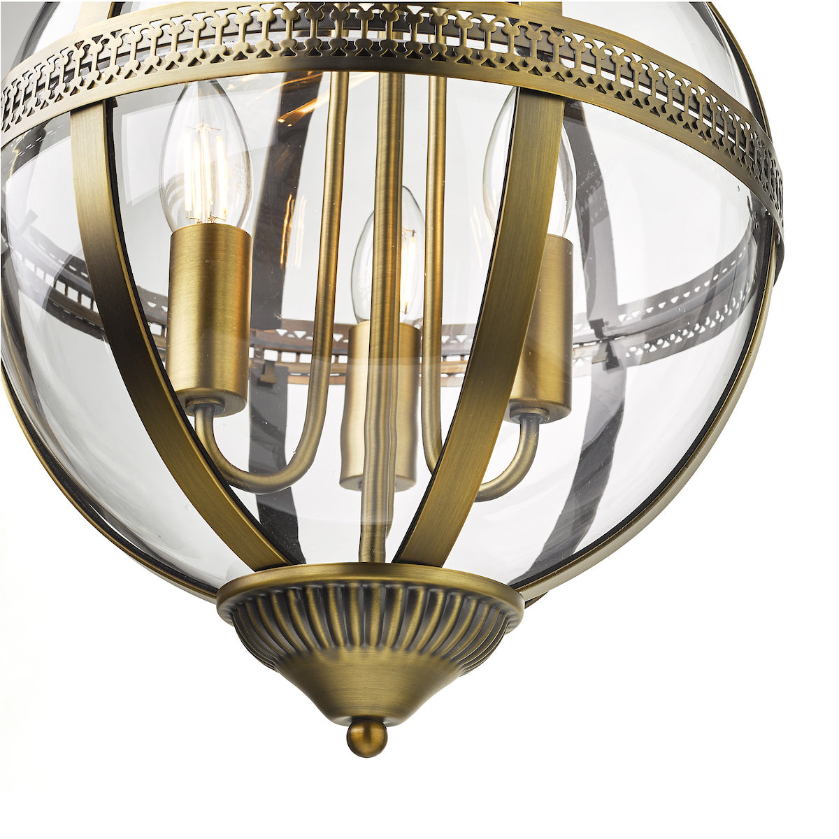 VANESSA 3LT PENDANT ANT BRASS / CLEAR