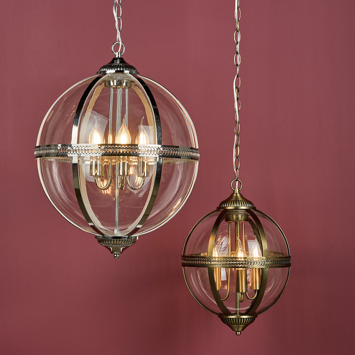 VANESSA 3LT PENDANT ANT BRASS / CLEAR