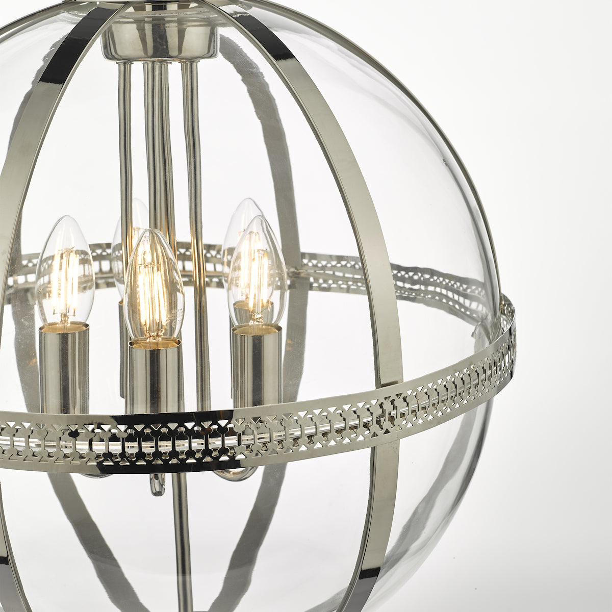 VANESSA 5LT PENDANT POL NICKEL / CLEAR