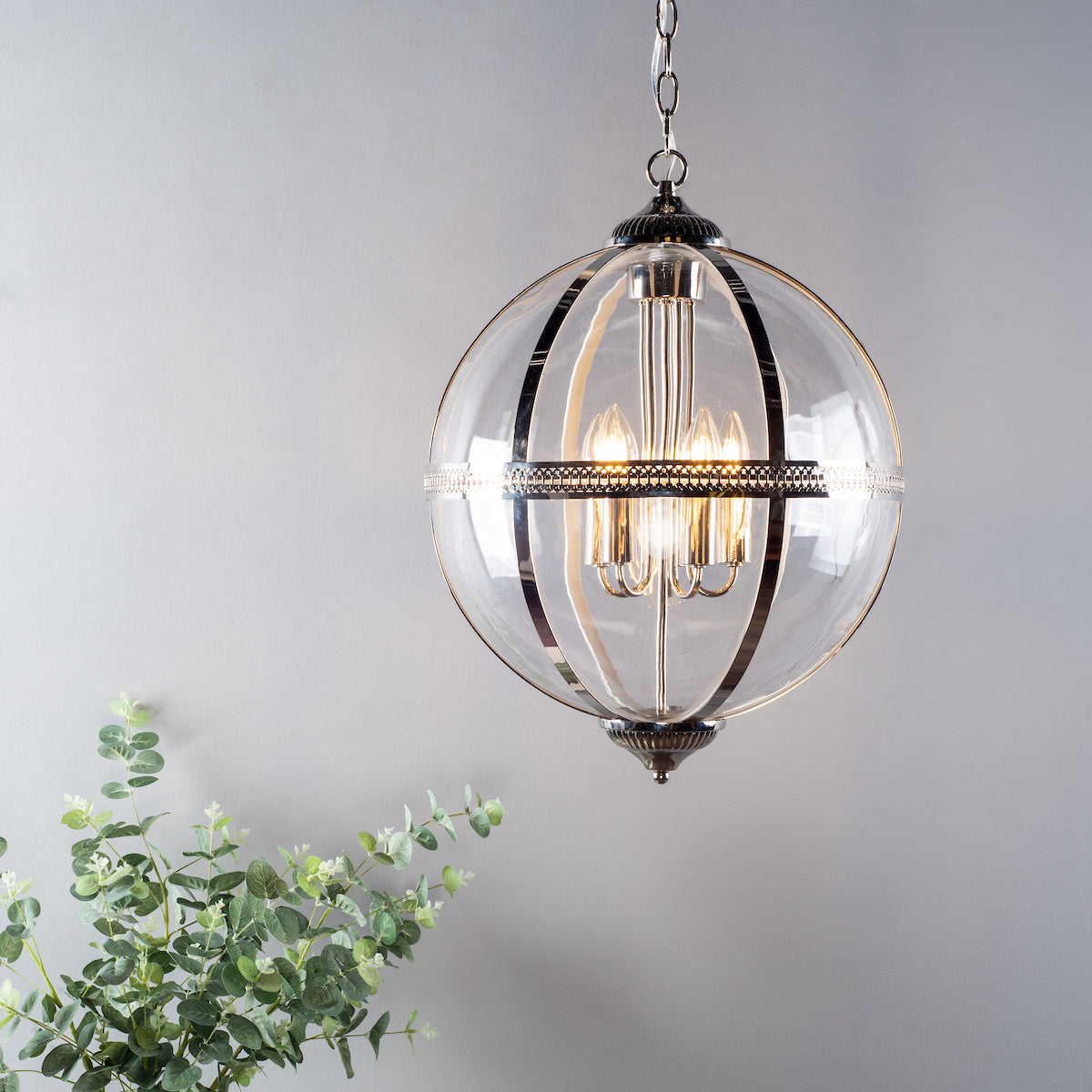 VANESSA 5LT PENDANT POL NICKEL / CLEAR