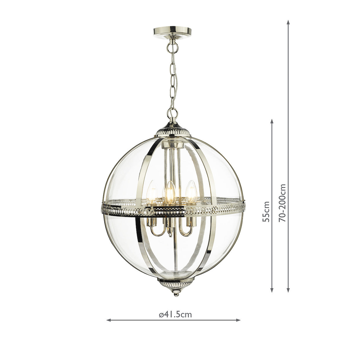 VANESSA 5LT PENDANT POL NICKEL / CLEAR