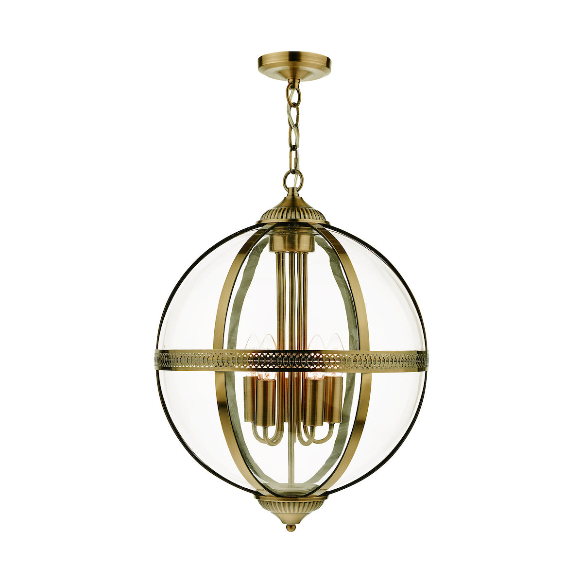 VANESSA 5LT PENDANT ANTIQUE BRASS / CLEAR