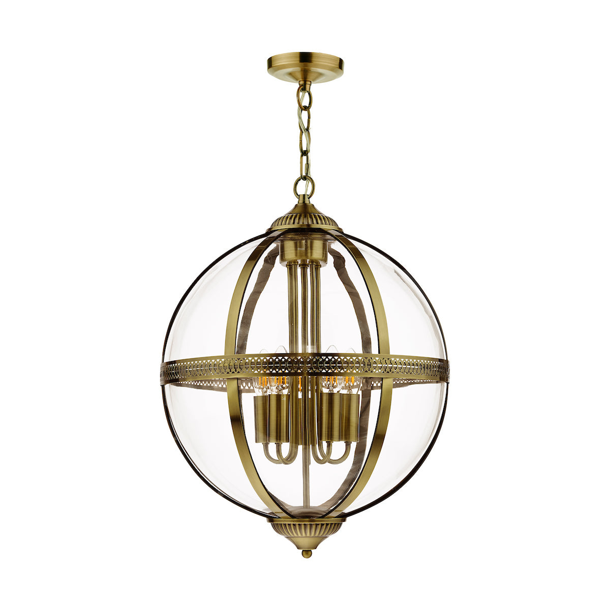 VANESSA 5LT PENDANT ANTIQUE BRASS / CLEAR