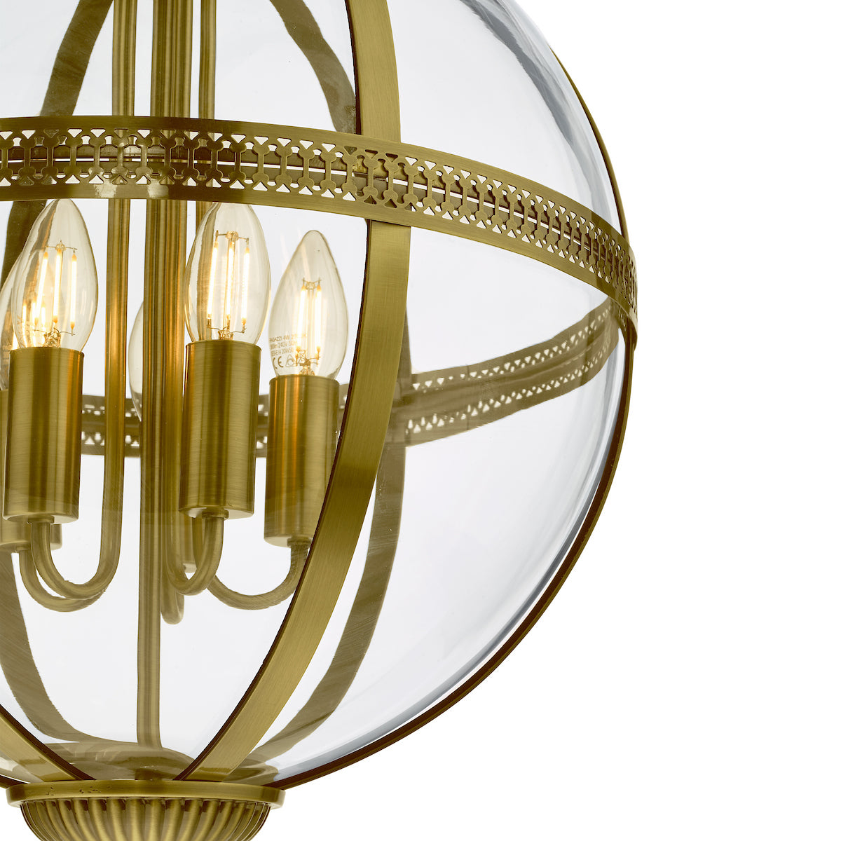 VANESSA 5LT PENDANT ANTIQUE BRASS / CLEAR