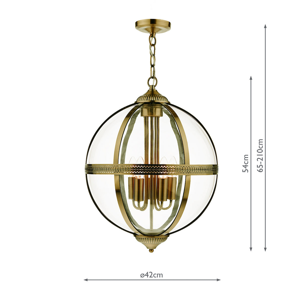 VANESSA 5LT PENDANT ANTIQUE BRASS / CLEAR