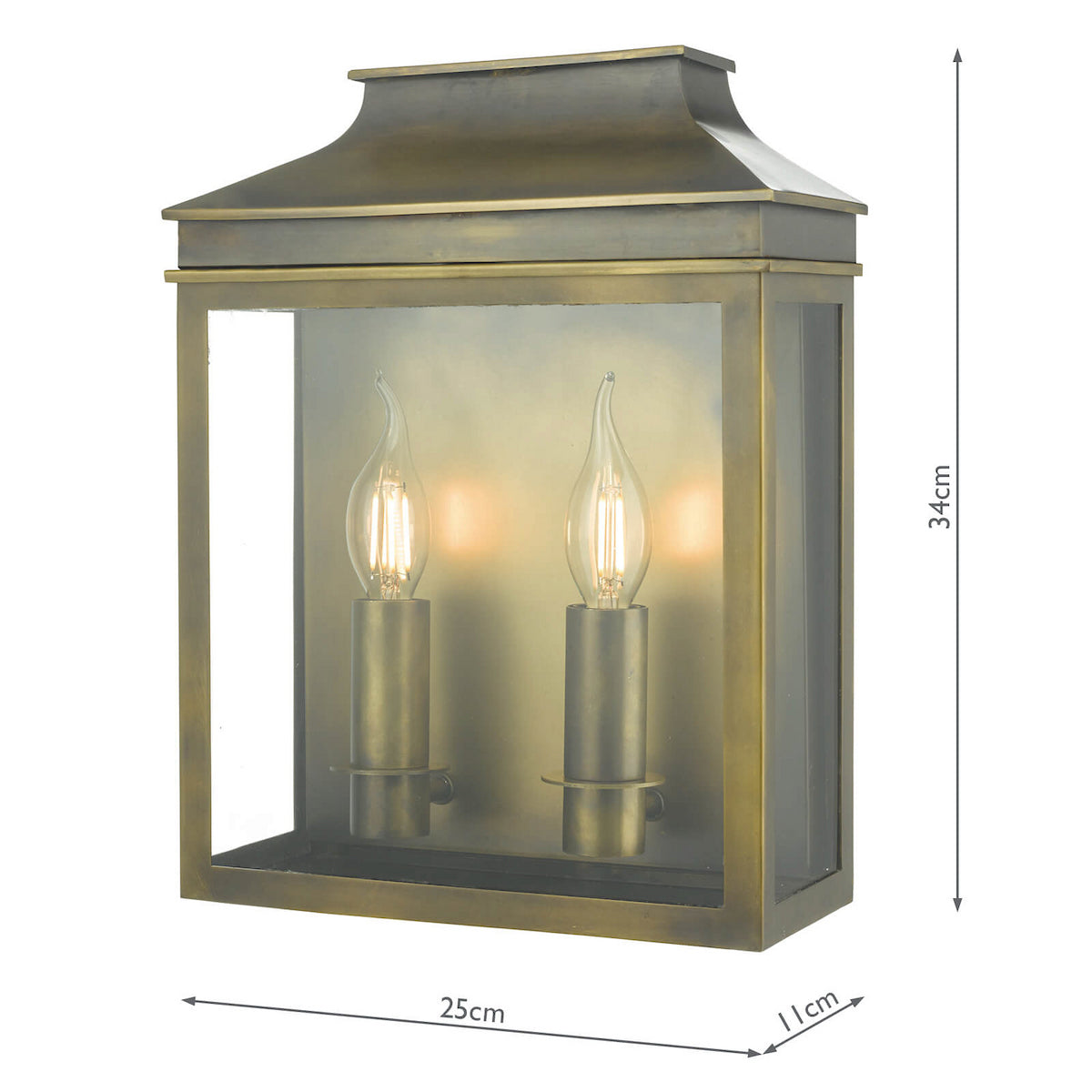 VAPOUR 2LT COACH LTN WEATHERED BRASS IP44