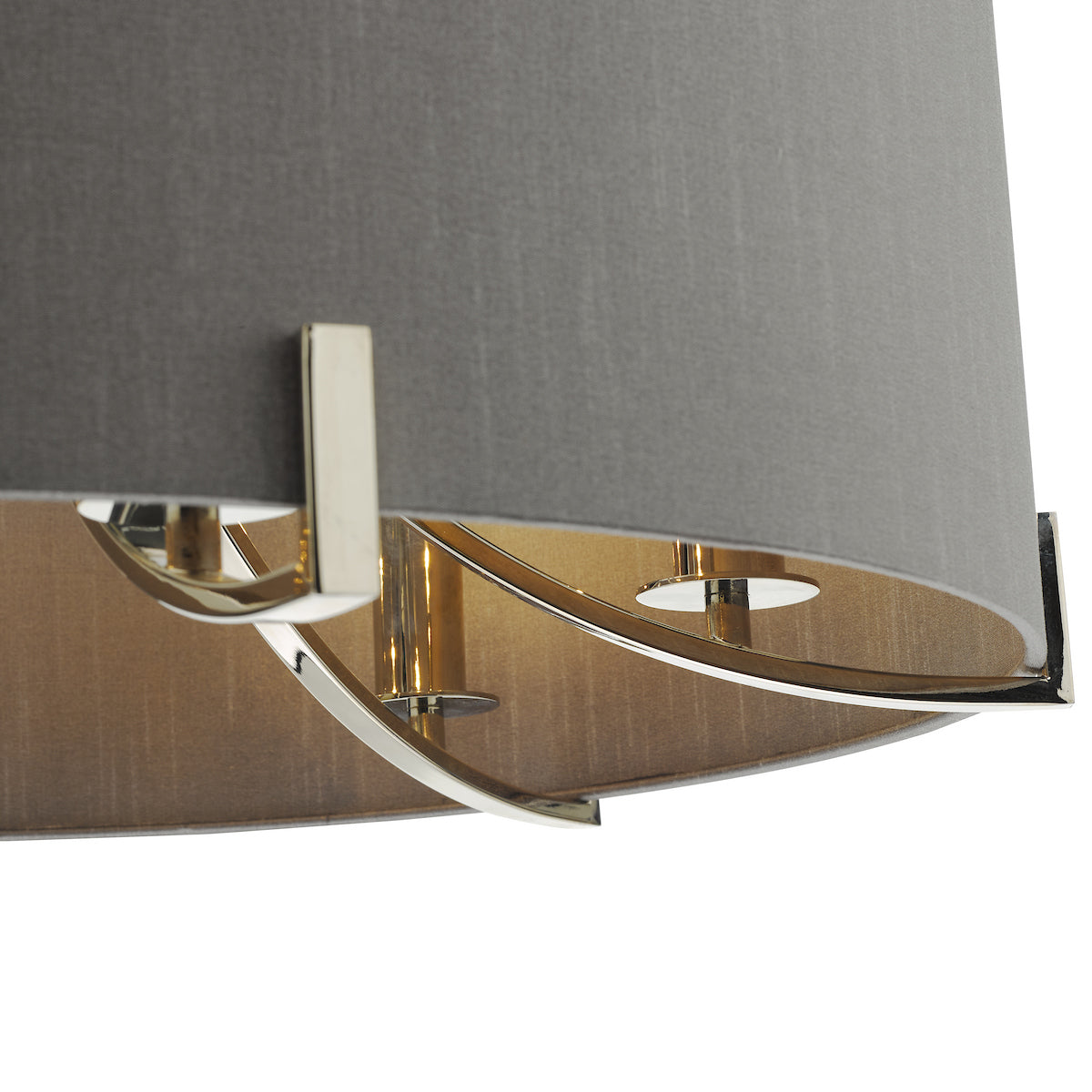 VEYRON 6LT PENDANT POL NICKEL GREY FAUX SILK SHADE