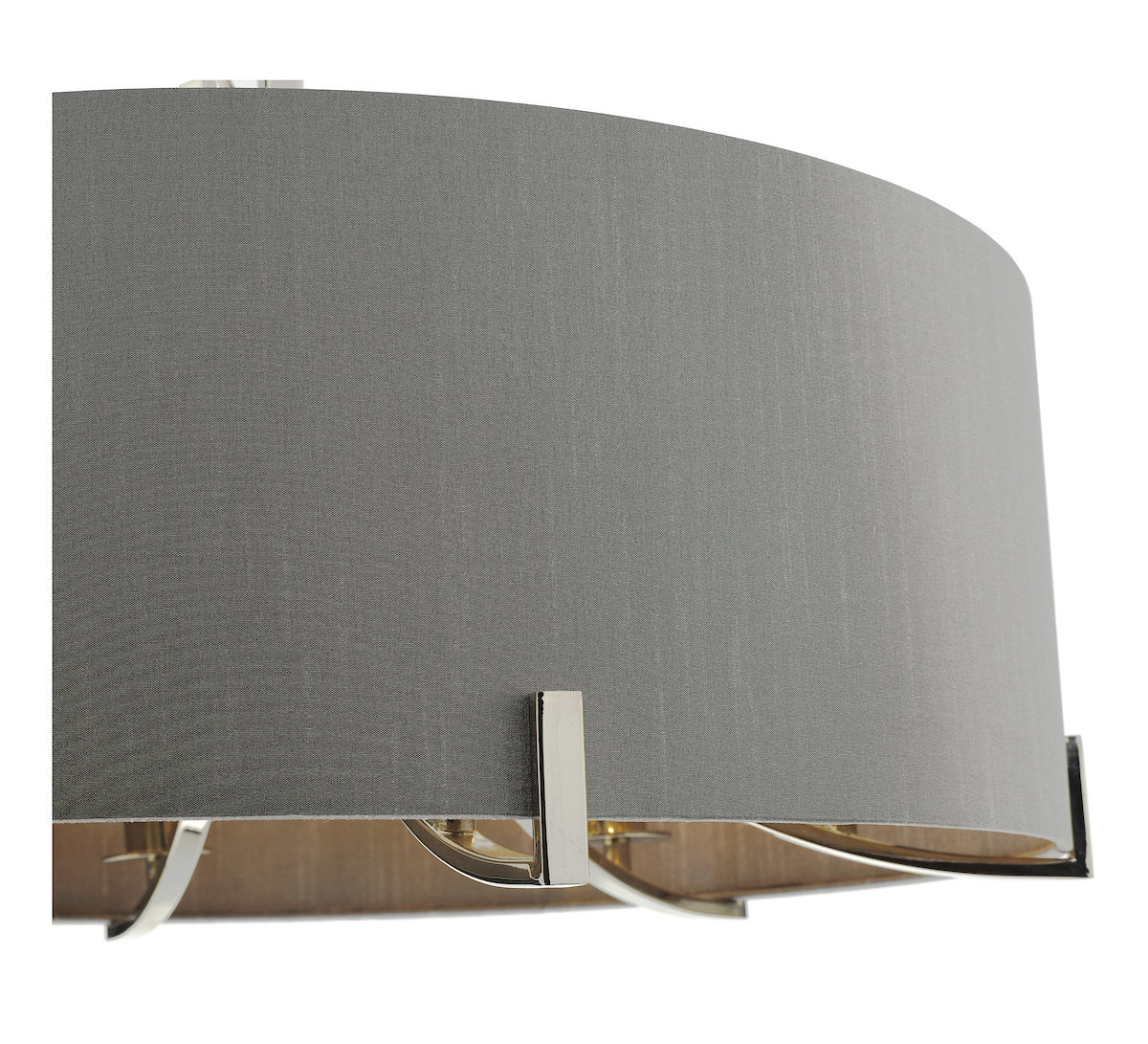 VEYRON 6LT PENDANT POL NICKEL GREY FAUX SILK SHADE