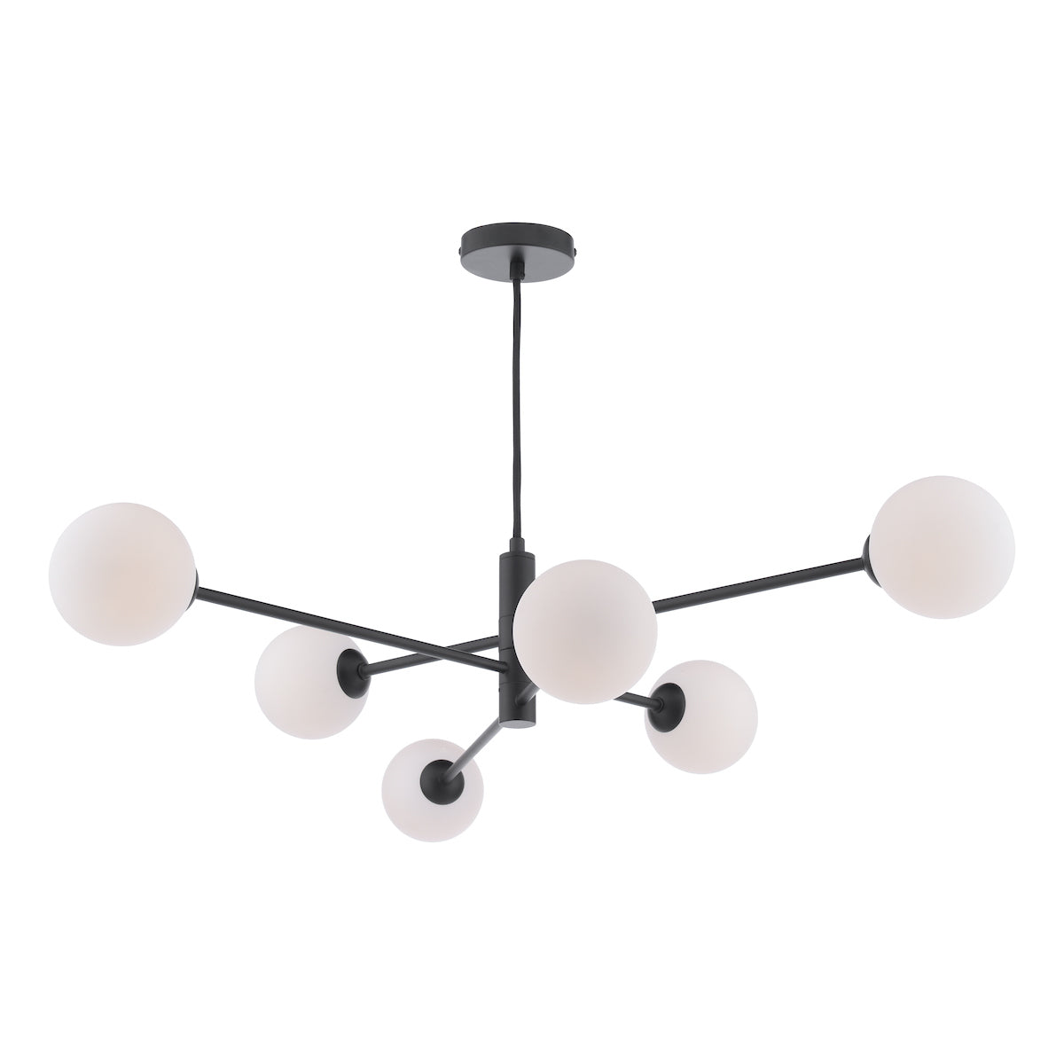 VIGNETTE 6LT PENDANT BLACK CW OPAL GLS
