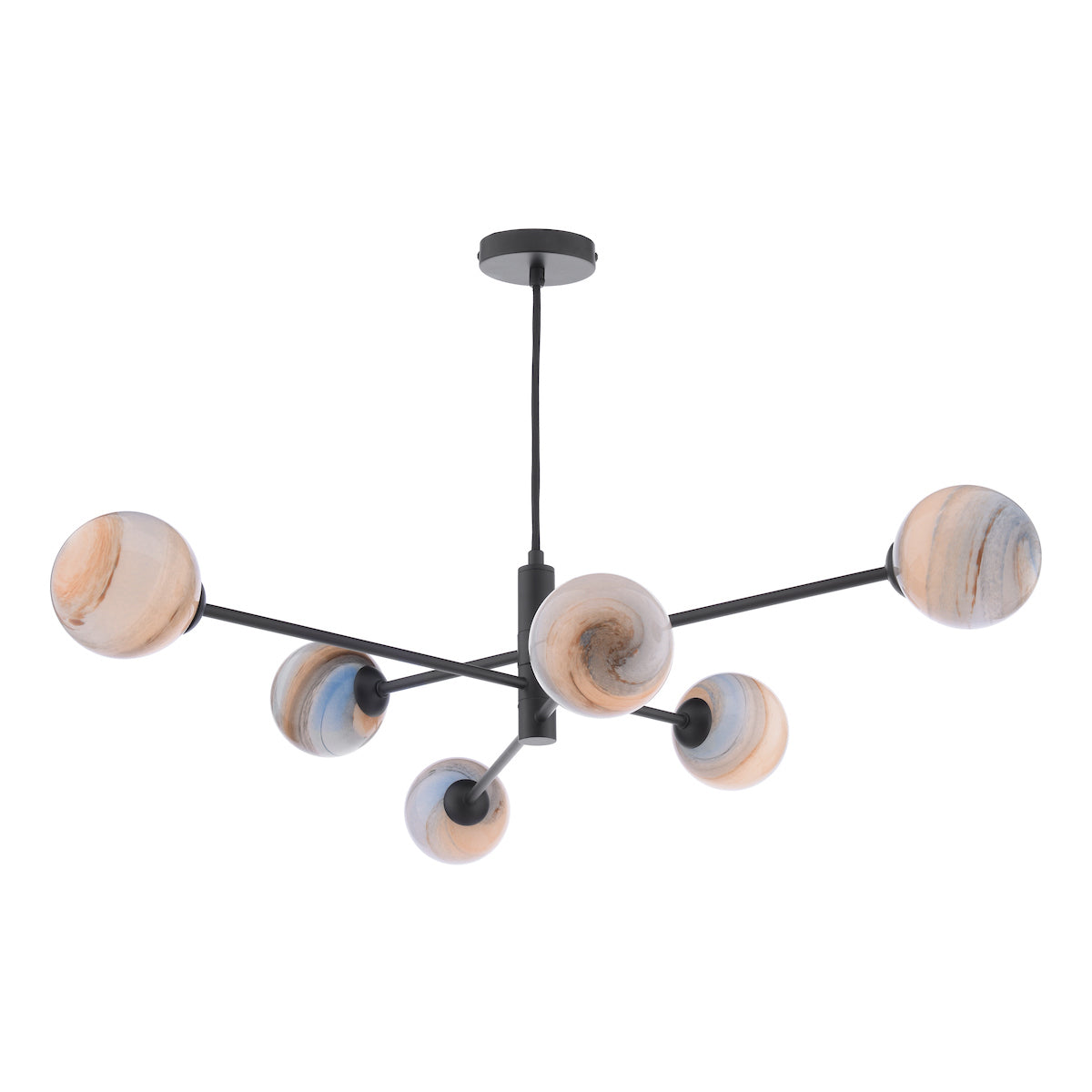 VIGNETTE 6LT PENDANT BLACK CW PLANET 10CM GLS