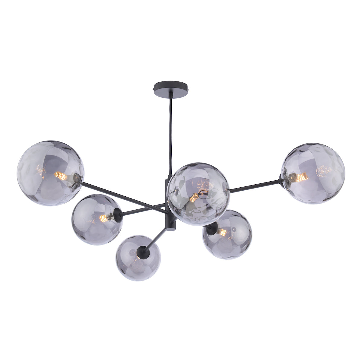 VIGNETTE 6LT PENDANT BLACK CW SMOKED GLS 150MM
