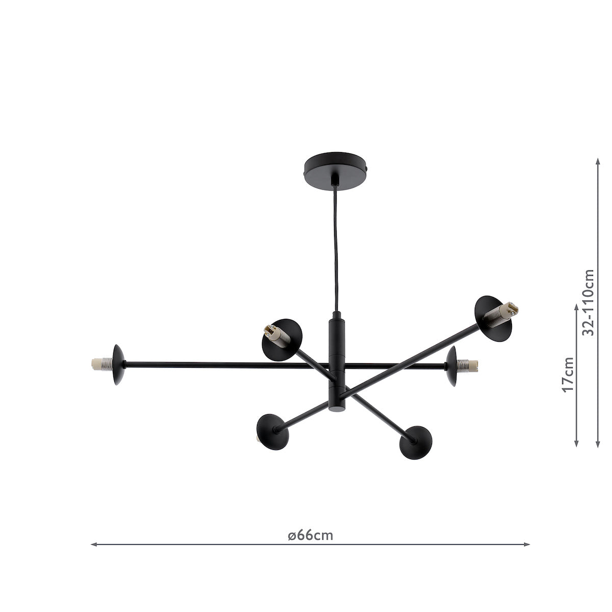VIGNETTE 6LT PENDANT BLACK FRAME ONLY