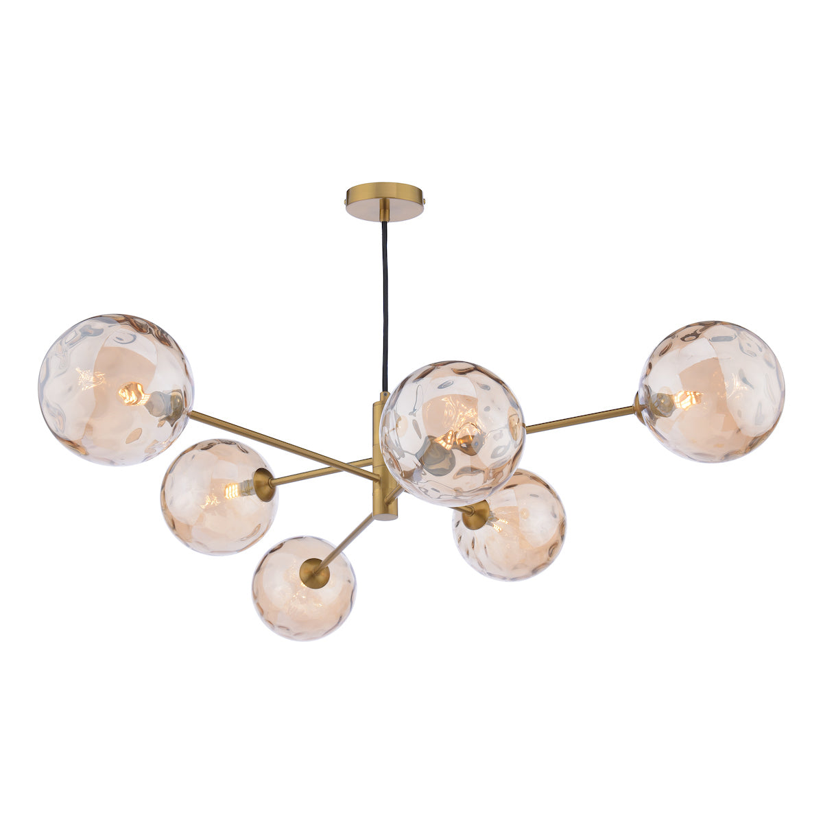 VIGNETTE 6LT PENDANT AGED BRASS CW CHAMPAGNE GLS 1
