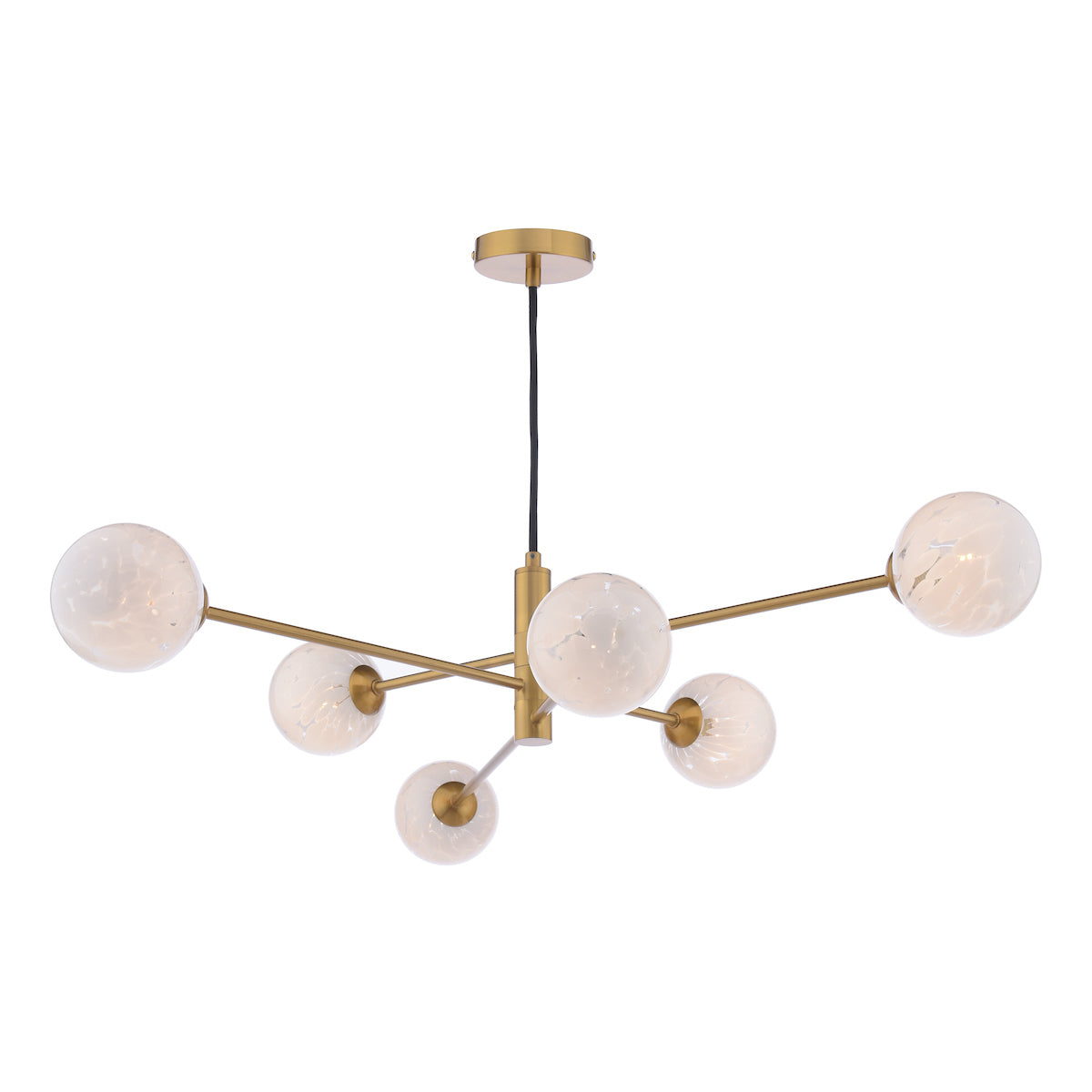 VIGNETTE 6LT PENDANT AGED BRASS CW CONFETTI GLS