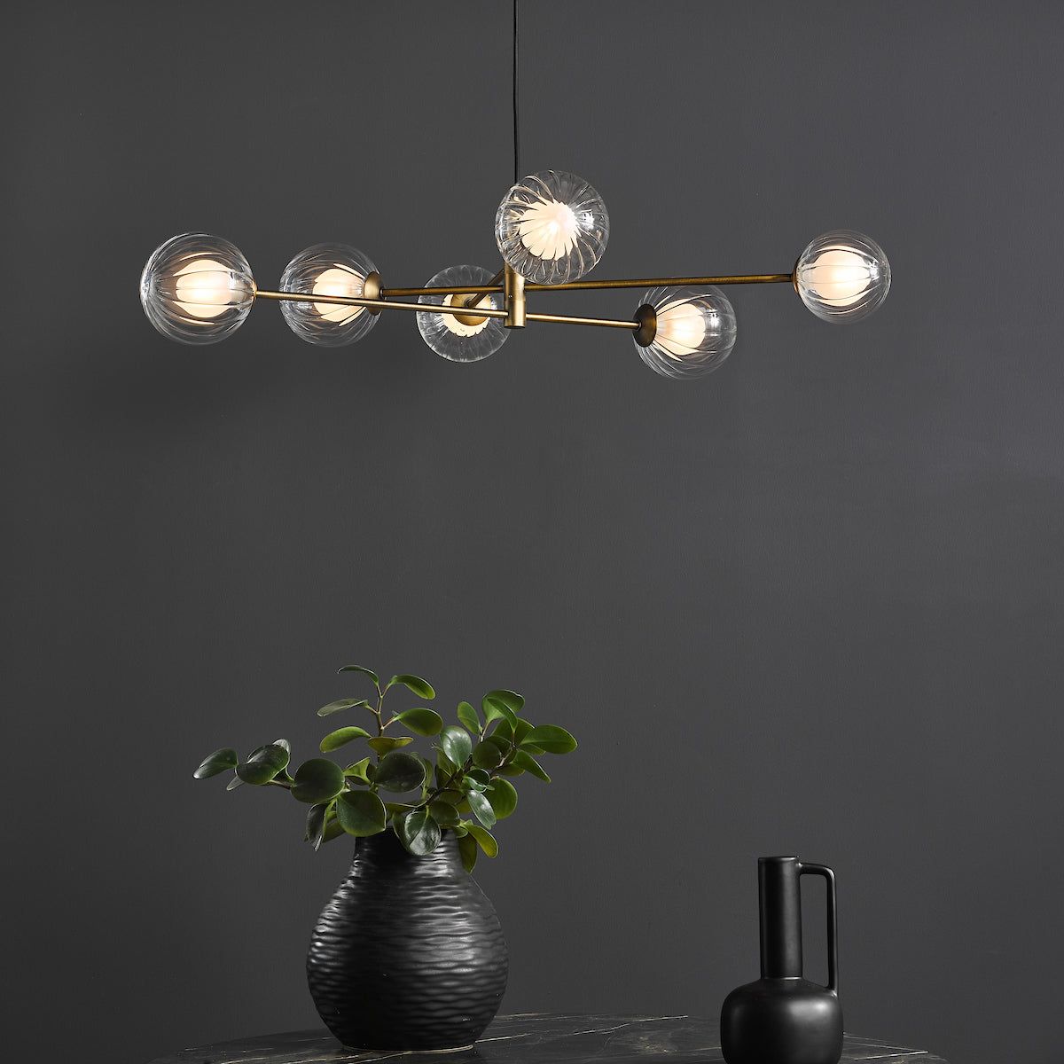 VIGNETTE 6LT PENDANT AGED BRASS CW DOUBLE ENVELOPE