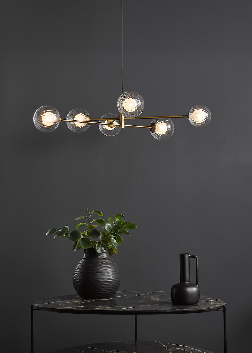 VIGNETTE 6LT PENDANT AGED BRASS CW DOUBLE ENVELOPE