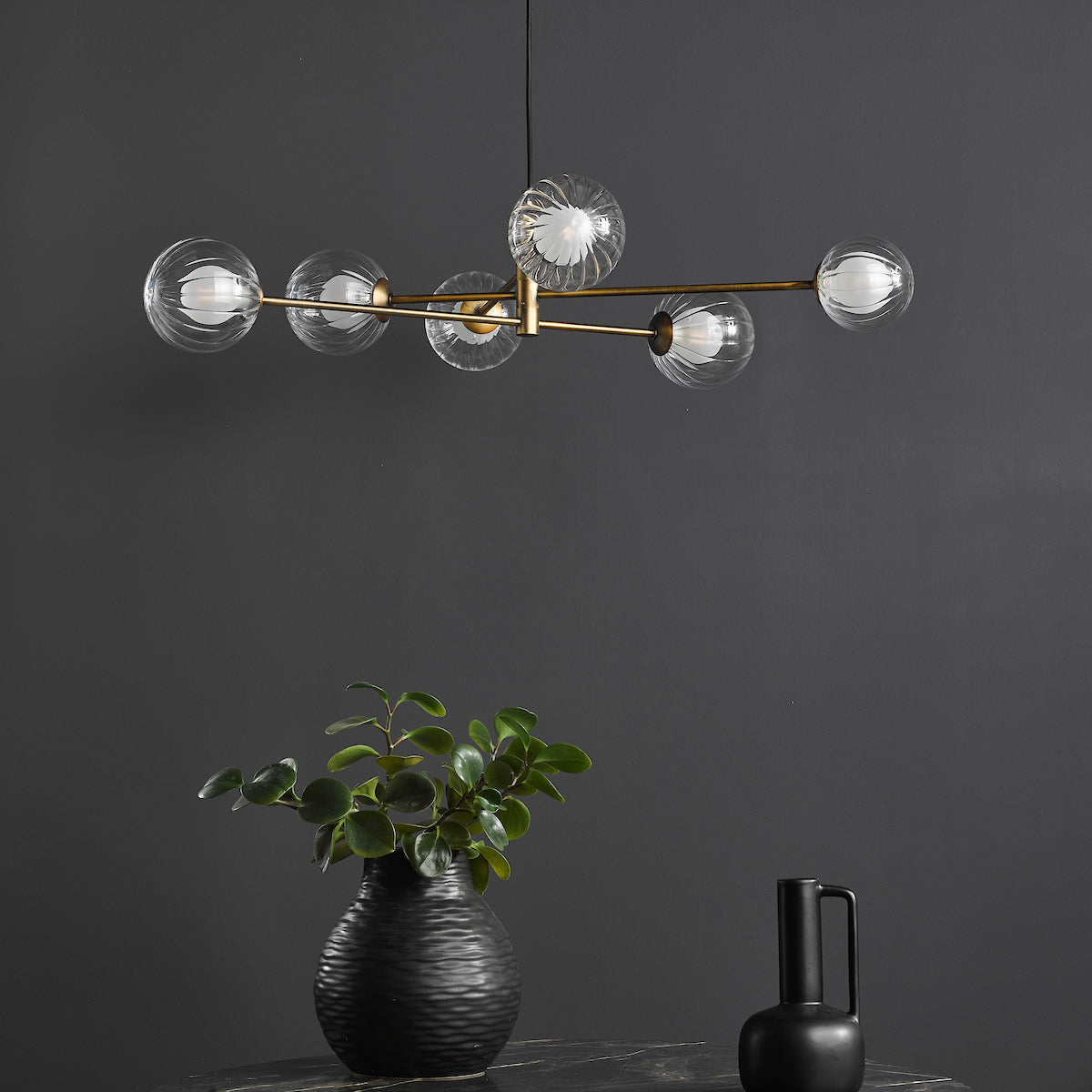 VIGNETTE 6LT PENDANT AGED BRASS CW DOUBLE ENVELOPE