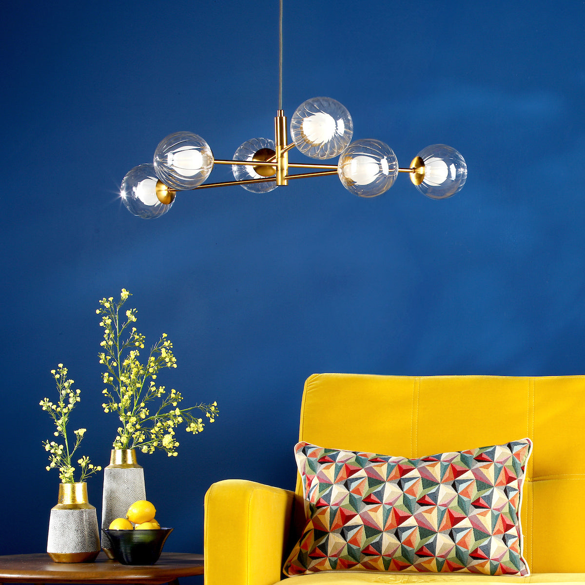 VIGNETTE 6LT PENDANT AGED BRASS CW DOUBLE ENVELOPE