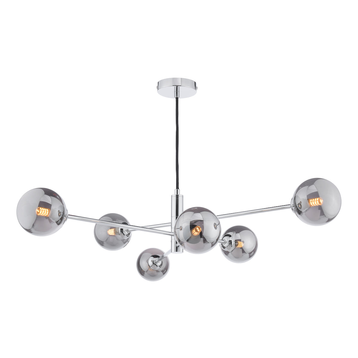 VIGNETTE 6LT PENDANT POL CHR CW SMOKED GLS