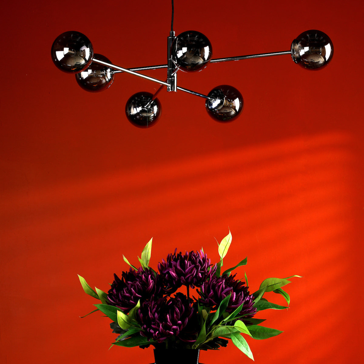 VIGNETTE 6LT PENDANT POL CHR CW SMOKED GLS