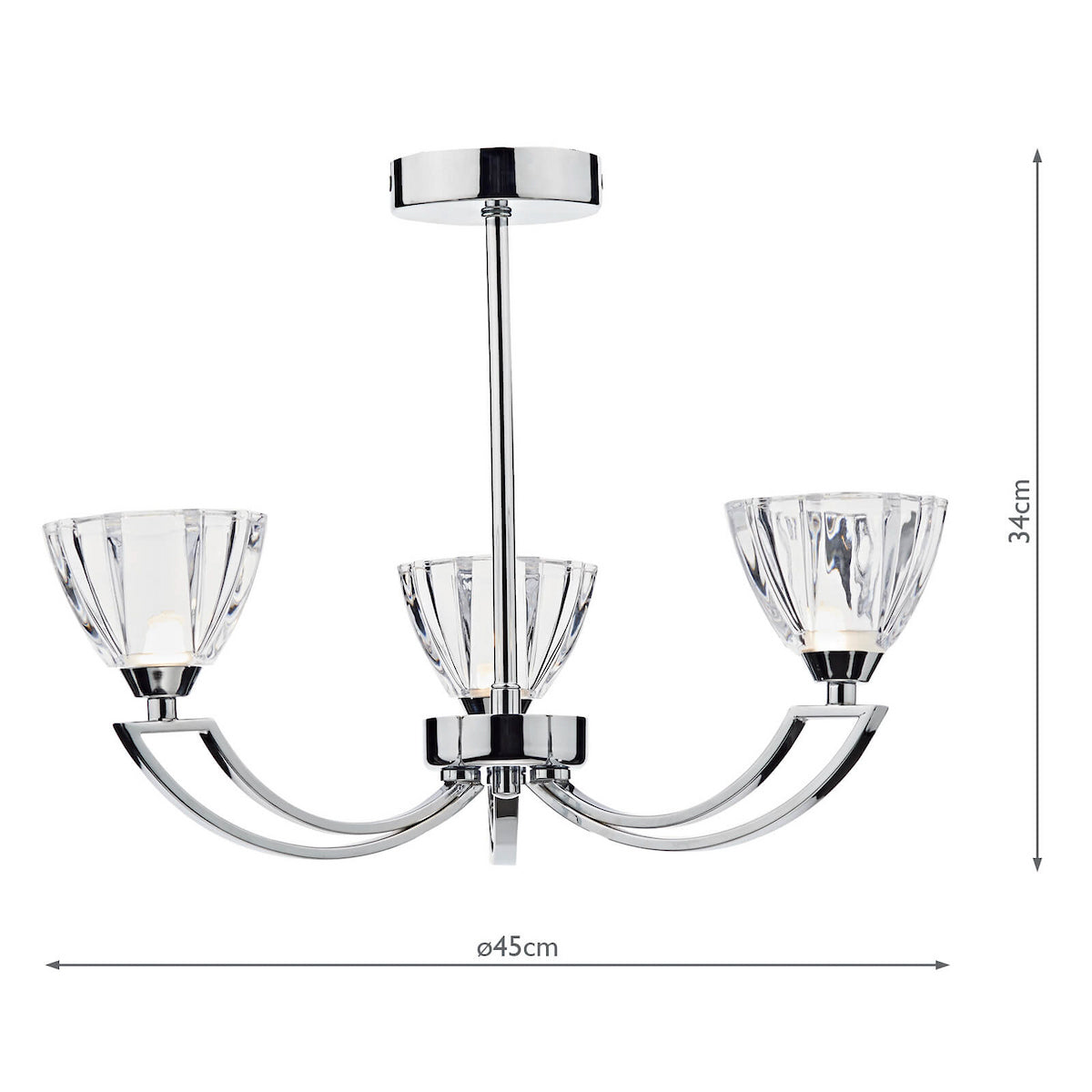VITO 3LT SEMI FLUSH POL CHR
