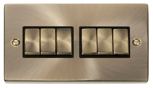 VP ANT/BR INGOT 10A 6-GANG 2-WAY SW BK