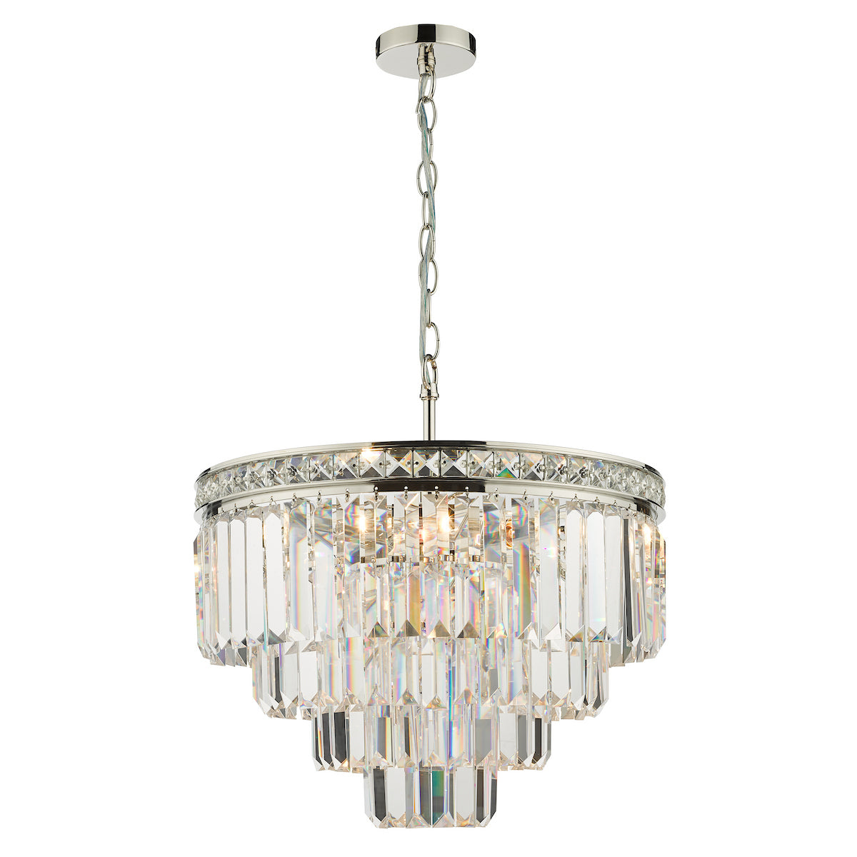 VYANA 4LT 4 TIER PENDANT POLISHED NICKEL AND CRYST