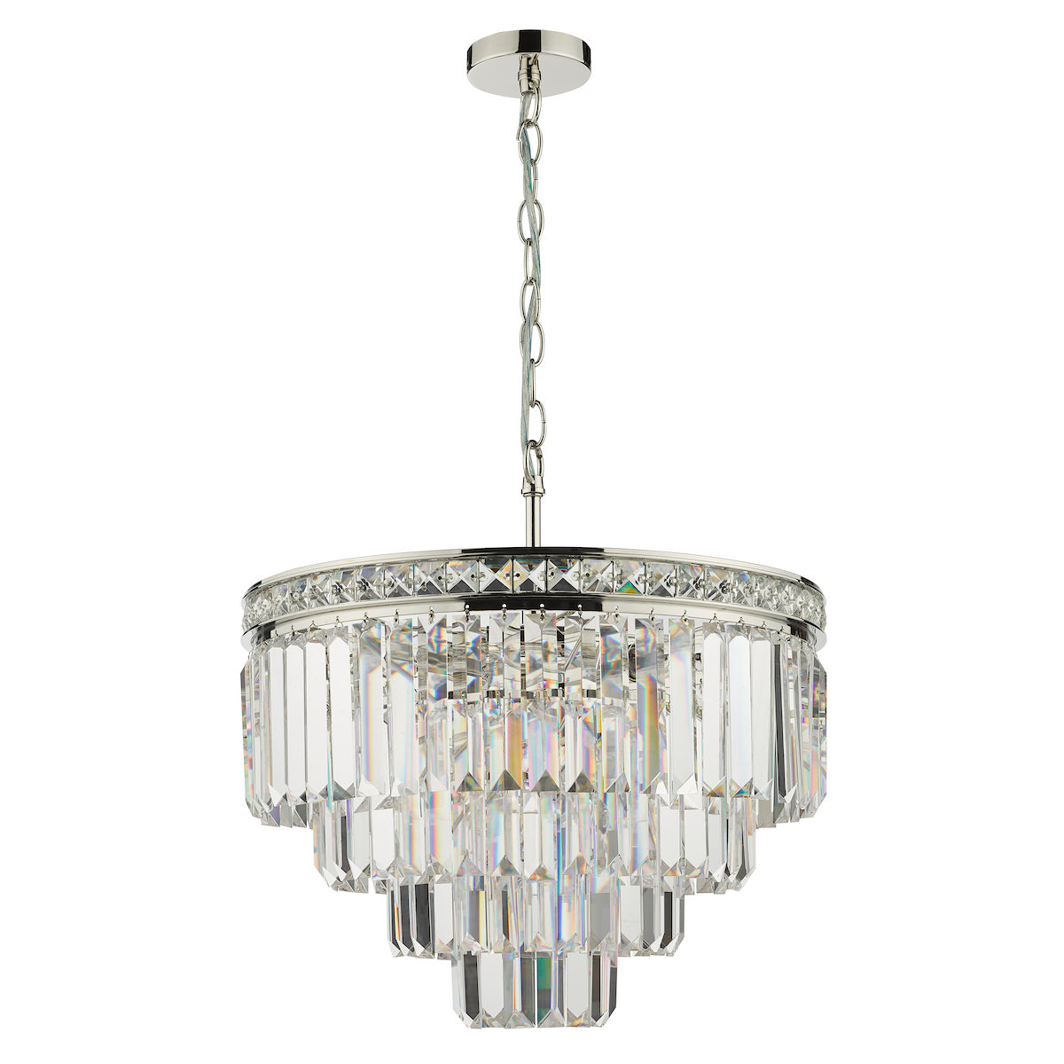 VYANA 4LT 4 TIER PENDANT POLISHED NICKEL AND CRYST