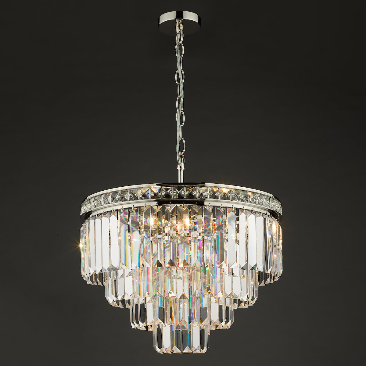 VYANA 4LT 4 TIER PENDANT POLISHED NICKEL AND CRYST