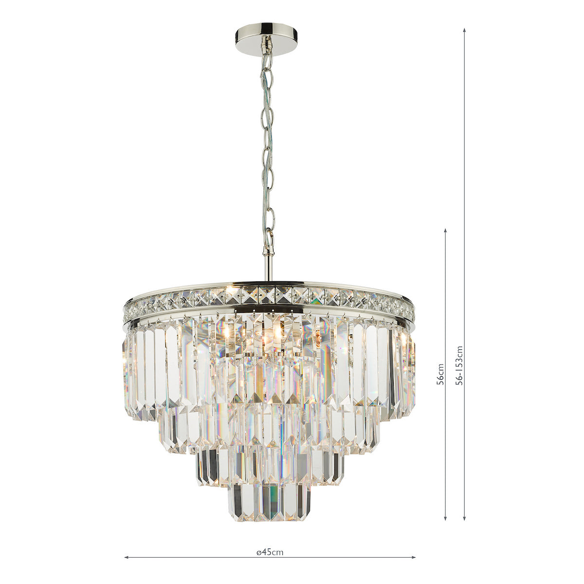 VYANA 4LT 4 TIER PENDANT POLISHED NICKEL AND CRYST