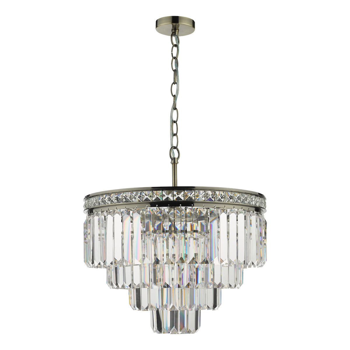 VYANA 4LT 4 TIER PENDANT ANTIQUE BRASS AND CRYSTAL