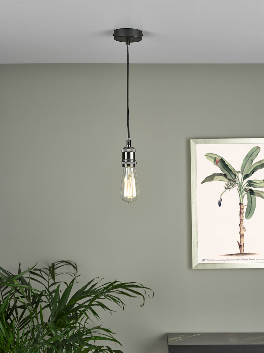 WACO 1LT E27 SUSPENSION PENDANT BLACK CHROME