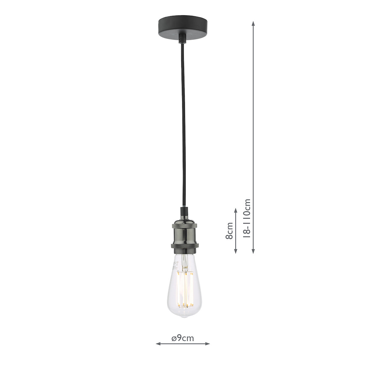 WACO 1LT E27 SUSPENSION PENDANT BLACK CHROME