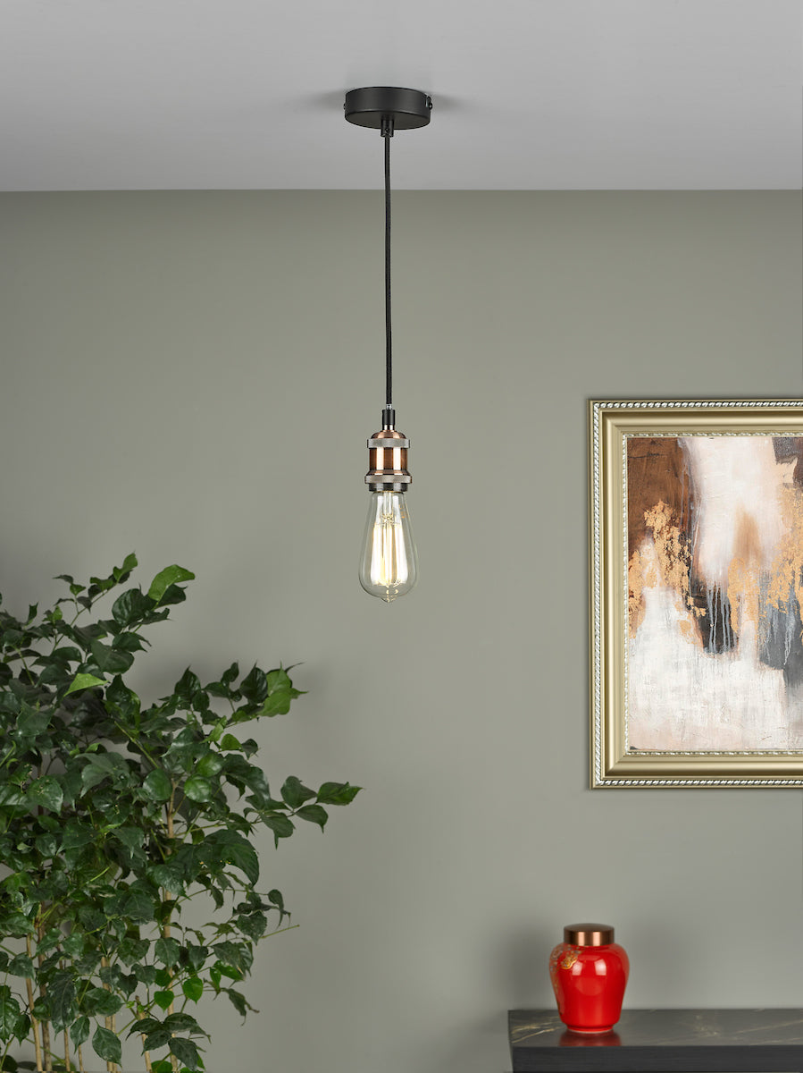 WACO 1LT E27 SUSPENSION PENDANT ANTIQUE COPPER