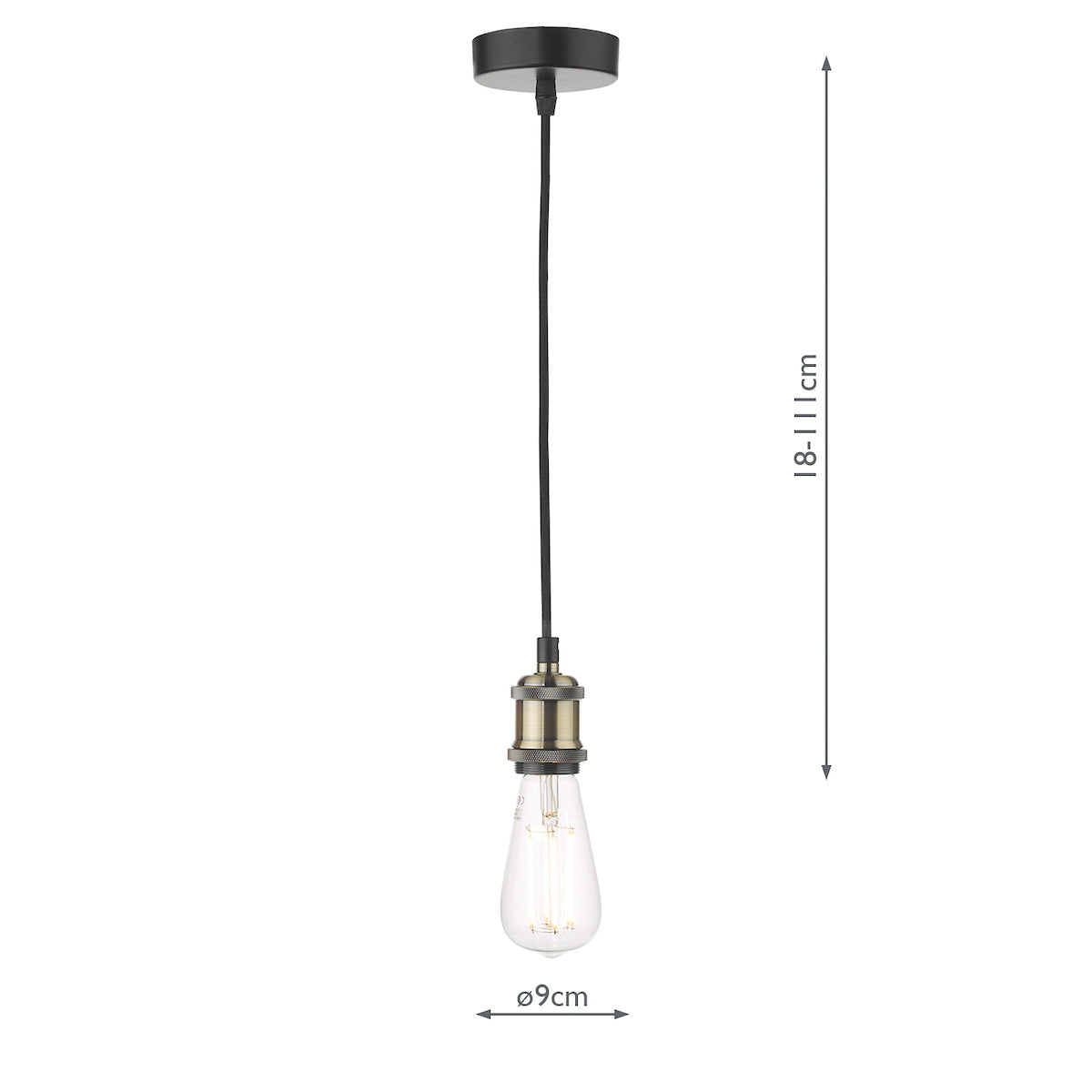 WACO 1LT E27 SUSPENSION PENDANT ANTIQUE BRASS