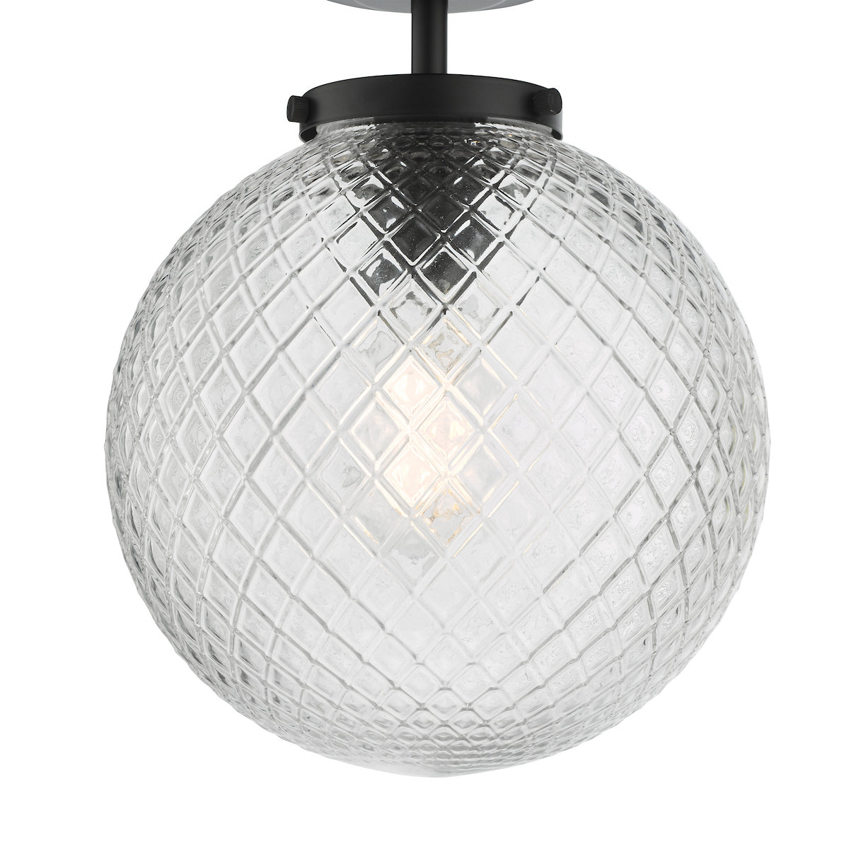 WAYNE 1LT BATHROOM SEMI FLUSH BLACK TEXTURED GLASS
