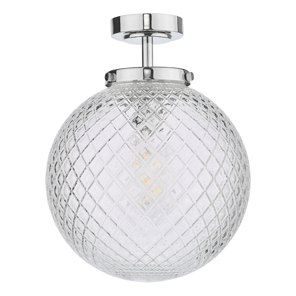 WAYNE 1LT SEMI FLUSH POL CHR TEXTURED GLASS IP44