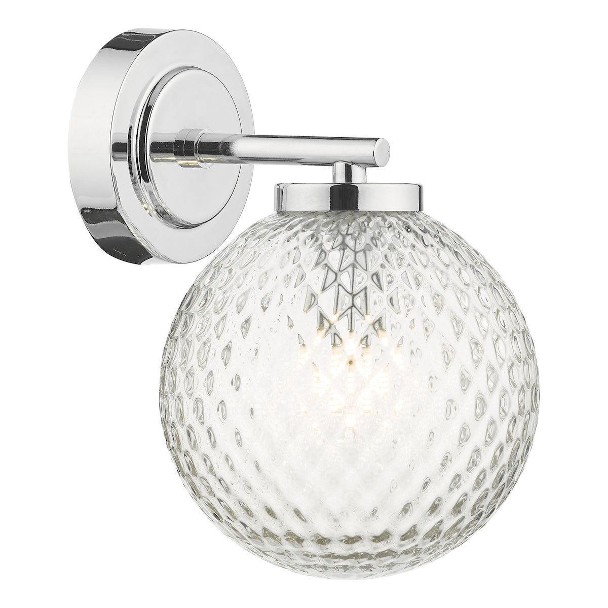 WAYNE 1LT WALL LIGHT POL CHR TEXTURED GLASS IP44